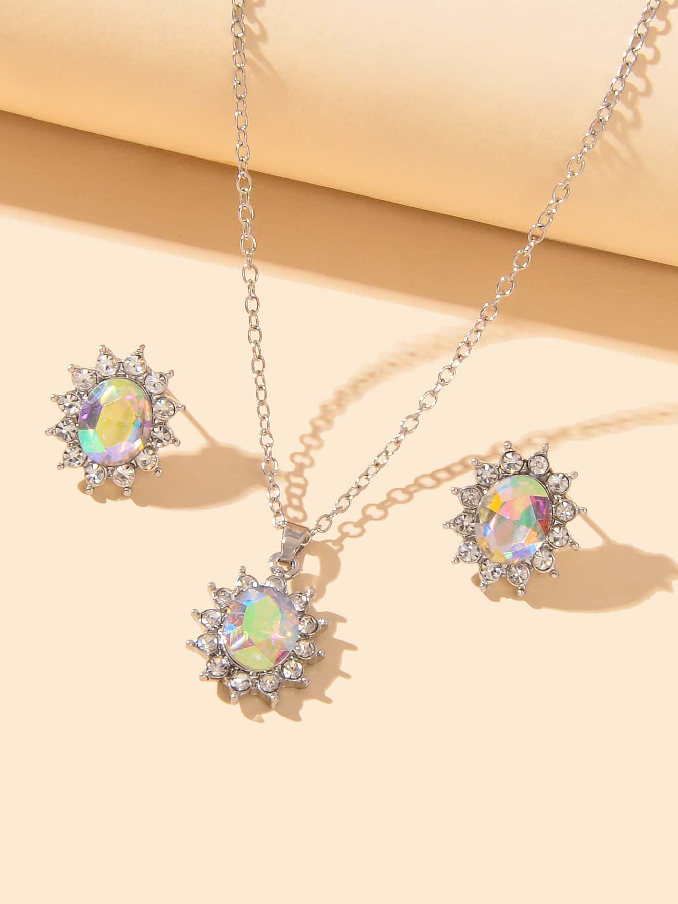 סט תכשיטים דקורטיביים 3 חלקים ריינסטון - ריבוי צבעים - ראה 1