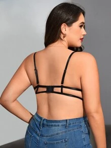 Sujetador con bordado floral de malla con aro - Negro - Ver 2