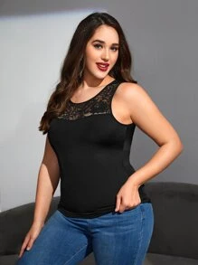 Top faja con encaje en contraste - Negro - Ver 1