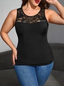 Top faja con encaje en contraste - Negro - Ver 4