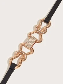 Rhinestone Decor Symmetrical Buckle Belt - Black - View 4