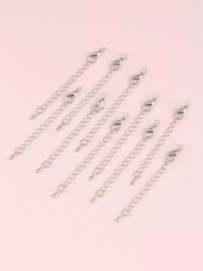 10pcs Adjustable Extension Chains For DIY Jewelry Making, Detachable Extender Chains For Necklaces, Anklets, Key Chains