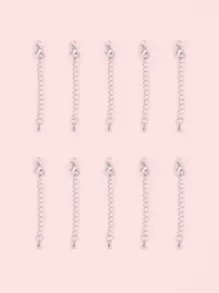 10pcs Adjustable Extension Chains For DIY Jewelry Making, Detachable Extender Chains For Necklaces, Anklets, Key Chains - Ancient Silver - View 3