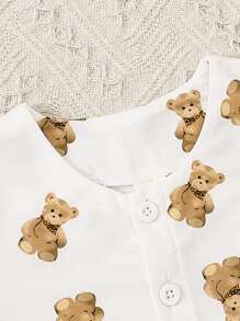 Baby Bear Print Tee & Shorts - White - View 3
