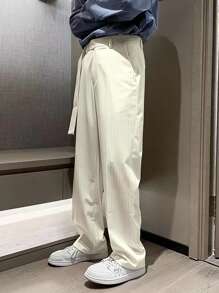 Manfinity Men Vertical Stripe Print Suit Trousers - Apricot - View 3