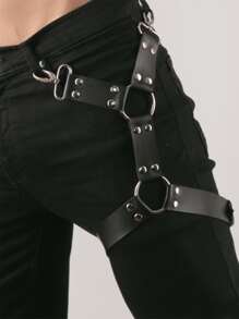 Vòng chữ O nam & Thắt lưng Garter trang trí đính đá - màu đen - Xem 3