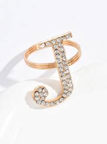 1pc Rhinestone Letter Decor Napkin Ring - Gold - View 2