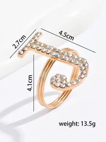 1pc Rhinestone Letter Decor Napkin Ring - Gold - View 3