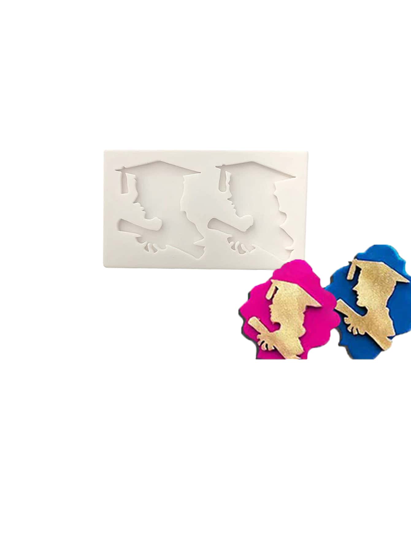 1pc Graduation Hat & Figure Shaped DIY Silicone Mold - Grey - View 1