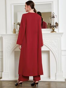 Al Najma Geo Tape Tank Jumpsuit & Coat - Red - View 2