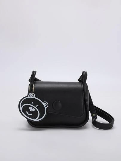 mini con solapa Bolsa cuadrada con oso de dibujos animados cabeza Accesorio de bolso