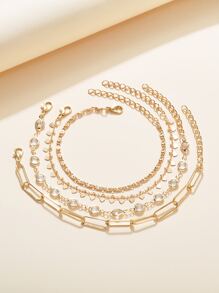 Set de 4 piezas de pulseras con forma de corazón de cristal simple y a juego con cualquier atuendo (número aleatorio de cuentas) - Regalo para San Valentín, mamá, madre, Día de la Madre - Amarillo Oro - Ver 2