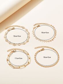 Set de 4 piezas de pulseras con forma de corazón de cristal simple y a juego con cualquier atuendo (número aleatorio de cuentas) - Regalo para San Valentín, mamá, madre, Día de la Madre - Amarillo Oro - Ver 3