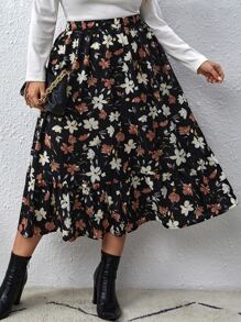 SHEIN Clasi 大碼印花荷葉邊半身裙 - 彩色 - 查看 1