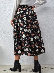 SHEIN Clasi 大碼印花荷葉邊半身裙 - 彩色 - 查看 2