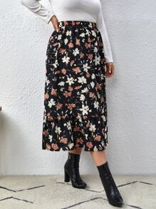 SHEIN Clasi 大碼印花荷葉邊半身裙 - 彩色 - 查看 3