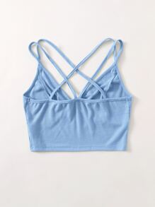 Mulvari Top de sujetador enjaulado trasero de canalé - Celeste - Ver 2