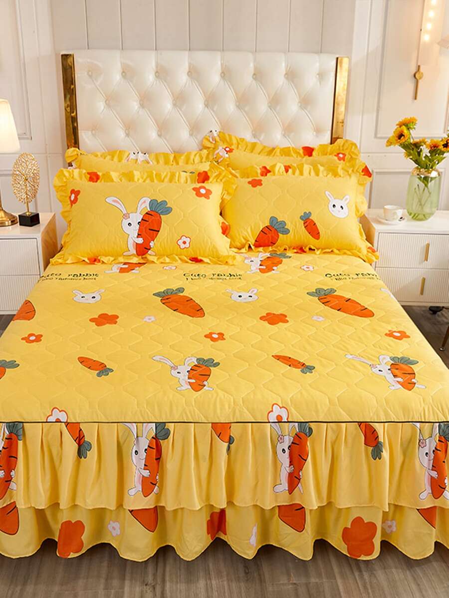 Rabbit Print Bed Skirt - Multicolor - View 1