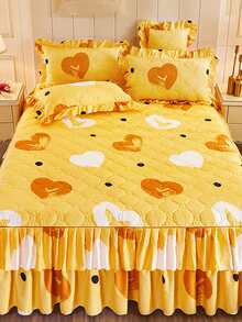 Heart Print Bed Skirt - Multicolor - View 1