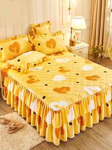 Heart Print Bed Skirt - Multicolor - View 2