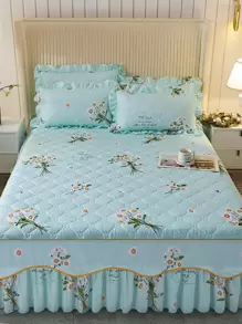 Floral Print Bed Skirt - Multicolor - View 1