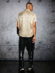 Manfinity 男士花卉圖案提花緞面襯衫