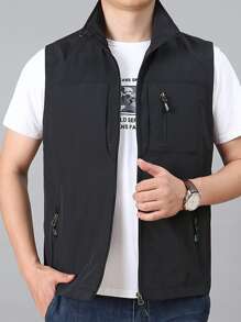 Manfinity LEGND Loose Fit Men's Zipper Vest Jacket - Black - View 3