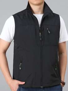 Manfinity LEGND Loose Fit Men's Zipper Vest Jacket - Black - View 5