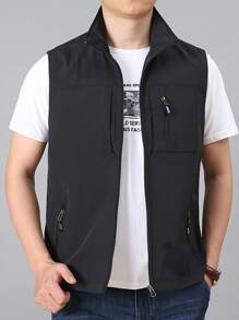 Manfinity LEGND Loose Fit Men's Zipper Vest Jacket - Black - View 6