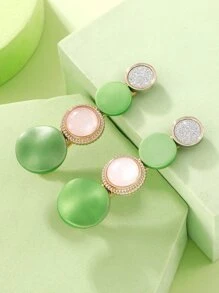 2pcs Round Decor Alligator Hair Clip - Multicolor - View 3