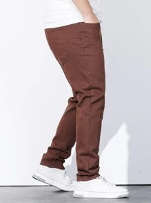 Manfinity Men Plus Slant Pocket Carrot Jeans - Brown - View 5