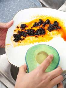 1pc Avocado Shaped Cleaning Sponge - Green - View 1