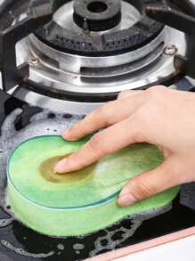 1pc Avocado Shaped Cleaning Sponge - Green - View 4