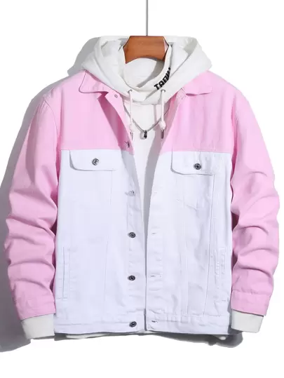 Manfinity 男士1入組雙色牛仔夾克