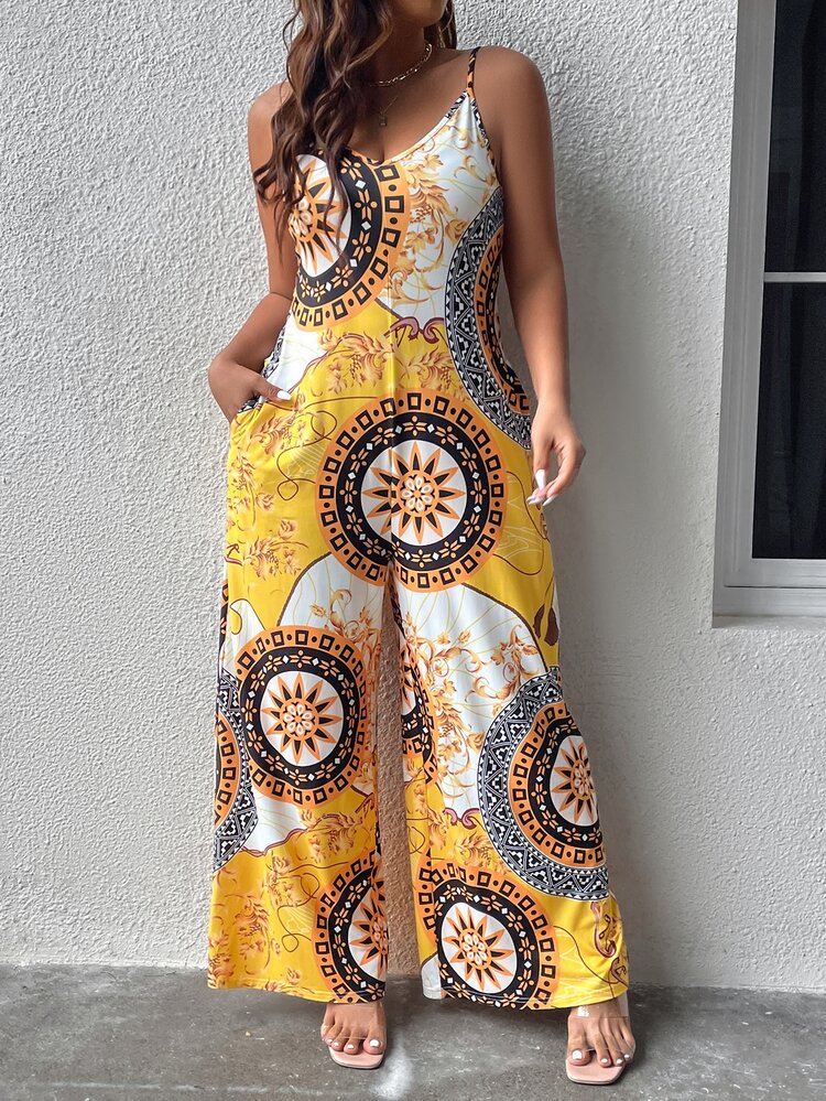 Plus Mandala Print Wide Leg Cami Jumpsuit