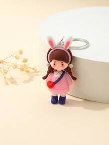 卡通兔耳女孩鑰匙扣掛件