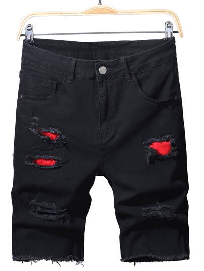 Homme Short En Jean Déchiré Effiloché En Coton