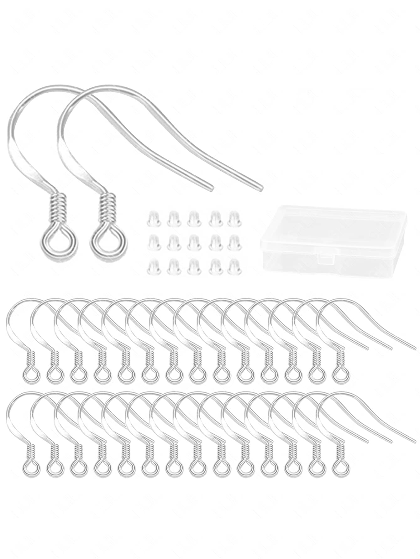 1set DIY Earring Hook & Earring Back Plug - Silver - View 1