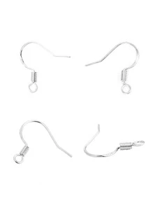 1set DIY Earring Hook & Earring Back Plug - Silver - View 3