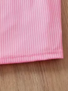 Niñitas Camiseta tejida de canalé de manga farol - Rosa Fucsia - Ver 3