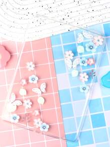 Ốp lưng trong suốt họa tiết hoa tương thích với iPad - Nhiều màu - Xem 5