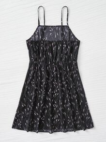 SHEIN Holidaya Plus Allover Print Cami Dress - Black - View 2
