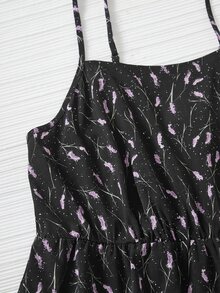 SHEIN Holidaya Plus Allover Print Cami Dress - Black - View 4