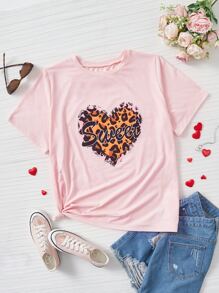 Calvaya Plus Heart & Letter Graphic Tee - Baby Pink - View 1