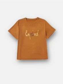 SHEIN LUNE Plus Letter Graphic Tee - Ginger - View 3