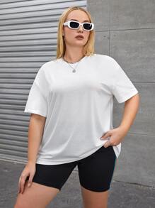 Flirla Plus Slogan Graphic Drop Shoulder Tee - White - View 2