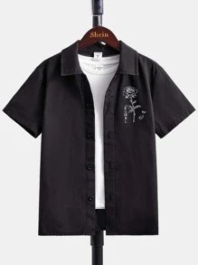 SHEIN 男孩印花襯衫不帶T恤