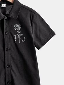 SHEIN 男孩印花襯衫不帶T恤