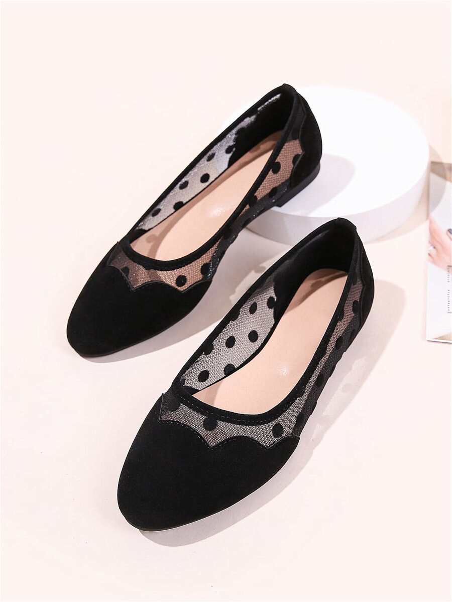 Bailarinas de lunares panel con malla - Negro - Ver 1