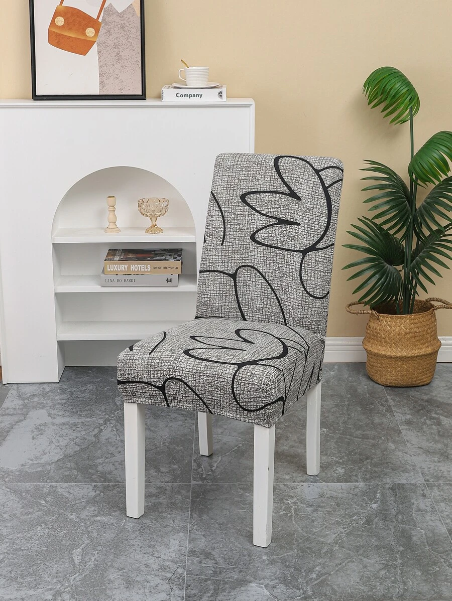 1pc Graphic Print Stretchy Chair Slipcover - Multicolor - View 1